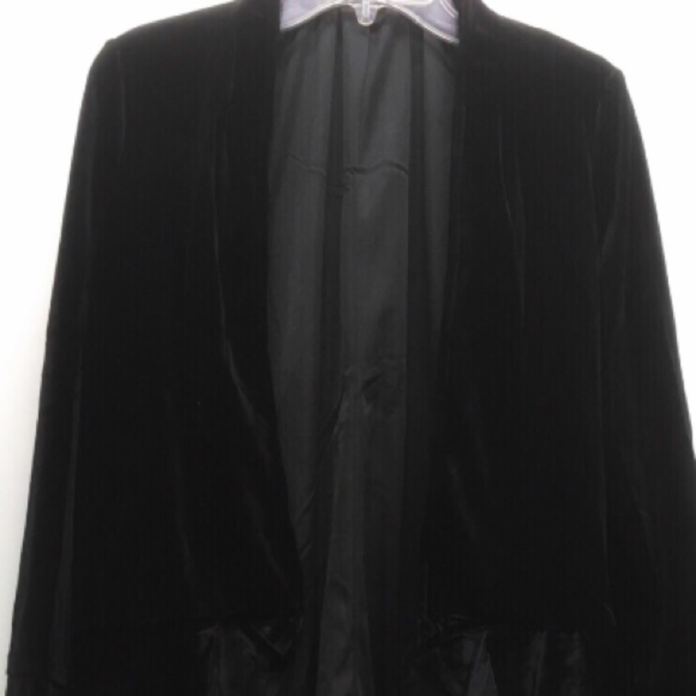 Swingy Velvet DUSTER Jacket Trench Coat Black - Picture 6 of 6